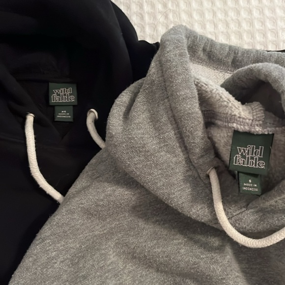 2 CROP Hoodie Sweatshirts Black & Gray - Picture 6 of 9
